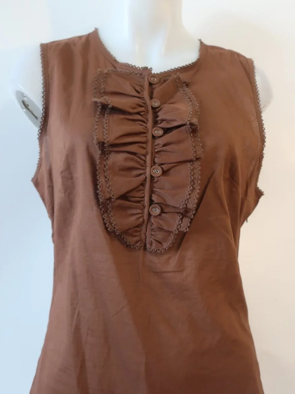 NWT Women Tori Burch Brown (Item- 17) Cotton Sleeveless Rachel Top 12